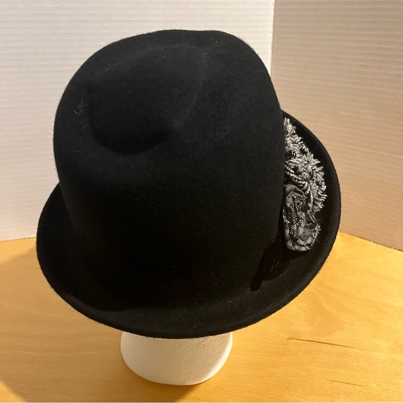 Sonoma Wool Hat With Cloth Flowers Women’s One Size Black Fedora - Picture 4 of 9